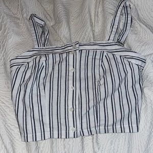 BRANDY MELVILLE STRIPED BUTTONDOWN TANK CROPPED